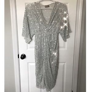 Maternity Scatter Sequin Knot Kimino Midi Dress